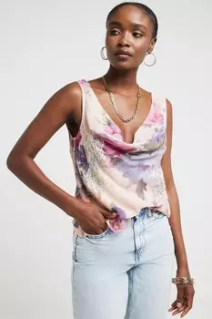 Кружевной топ с воротником-хомутом River Island, розовый