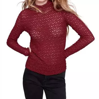 Кружевной топ с воротником-стойкой цвета каберне CHARLIE B, цвет cabernet