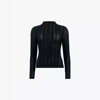 Кружевной топ с высоким воротом, облегающий, из эластичного трикотажа Ro&Zo, черный