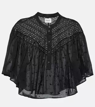 Кружевной топ safi асимметричного кроя Marant Etoile, черный