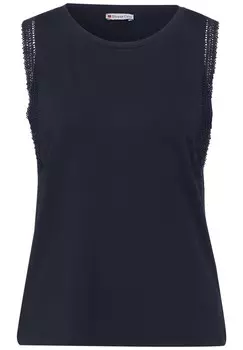 Кружевной топ STREET ONE Top, темно-синий