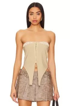 Кружевной топ-труба с медальоном Zemeta, бежевый