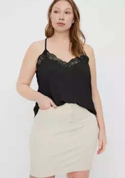Кружевной топ Vero Moda Curve "VMANA S/L LACE TOP GA NOOS CURVE", черный