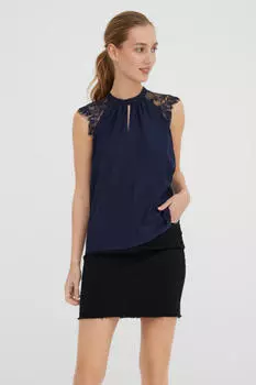 Кружевной топ Vero Moda, темно-синий