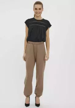 Кружевной топ Vero Moda "VMDEBBIE PLEAT S/L TOP GA NOOS", черный