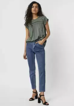 Кружевной топ Vero Moda "VMDEBBIE PLEAT S/L TOP GA NOOS", цвет Laurel Wreat