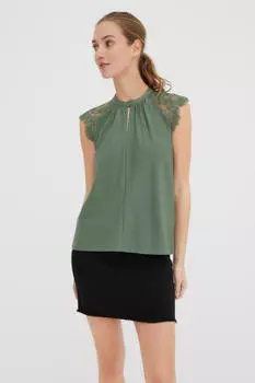 Кружевной топ Vero Moda, зеленый