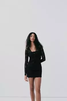Кружевной топ ZARA, черный