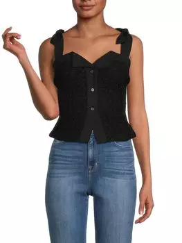 Кружевной топ Zina с завязками Tanya Taylor, черный