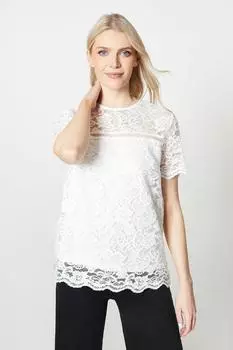 Кружевной трикотажный топ Debenhams, белый