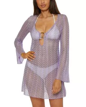 Кружевной туник-саронг для пляжа BECCA by Rebecca Virtue, фиолетовый