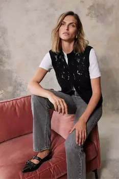 Кружевной жакет без рукавов Mint Velvet, черный