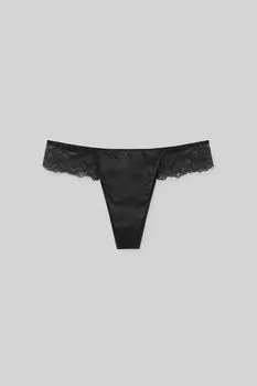 Кружевные атласные стринги PULL&amp;BEAR