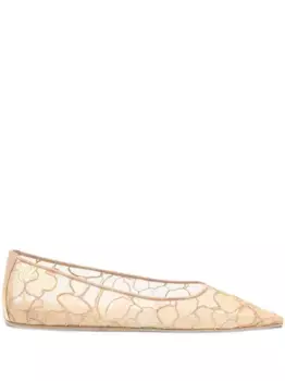 Кружевные балетки Barbara с острым носком Amina Muaddi, нейтральный