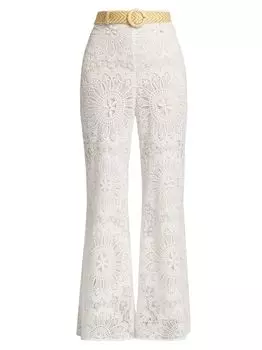 Кружевные брюки из ситцевой салфетки Zimmermann, слоновая кость