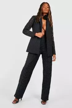 Кружевные брюки премиум Boohoo, черный