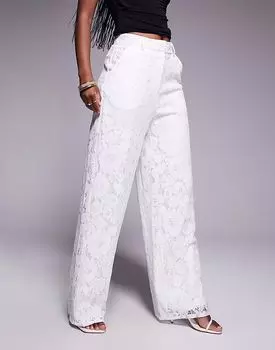 Кружевные брюки River Island белого цвета