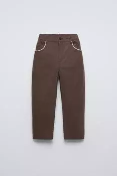 Кружевные брюки с воздушным шаром ZARA, цвет Chocolate brown