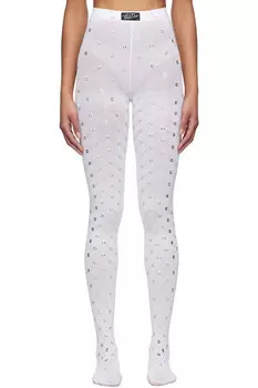 Кружевные колготки с глазками We11Done, белый