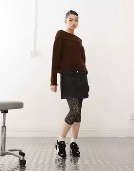Кружевные леггинсы-капри черного цвета ASOS DESIGN
