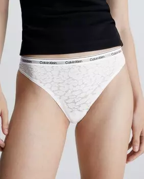 Кружевные стринги с высокой посадкой Calvin Klein, белый