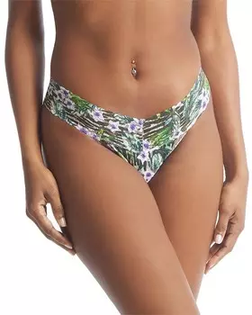 Кружевные трусики-танга с низкой посадкой и принтом Hanky Panky