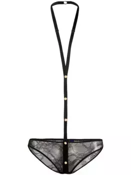 Кружевные трусы-брифы с портупеей Maison Close, черный