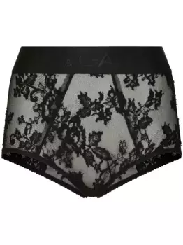 Кружевные трусы-брифы с завышенной талией DOLCE & GABBANA, черный