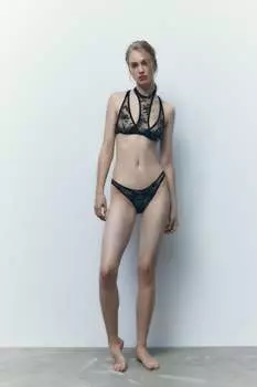 Кружевные трусы leavers ZARA, черный
