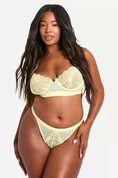 Кружевные трусы Plus с цветочным принтом boohoo, желтый