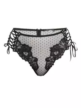 Кружевные трусы Swiss в горошек и цветочные принты DOLCE&GABBANA, неро