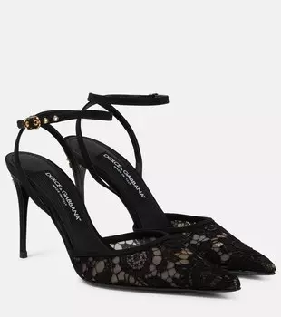 Кружевные туфли DG с ремешком на пятке Dolce&Gabbana, черный