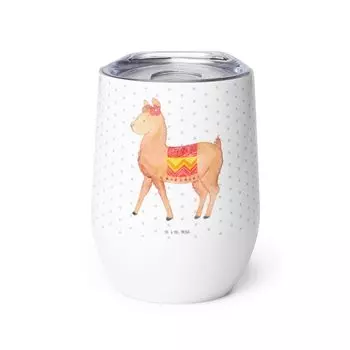 Кружка для вина Mr. & Mrs. Panda Alpaca Pride - белая - подарок, кружка для глинтвейна, термокружка, лама, бокалы для вина, дорожная винная кружка, чашка для питья, белый