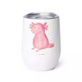 Кружка для вина Mr. & Mrs. Panda Axolotl null - белая - подарок, мудрость, тритон, подруга, кружка для глинтвейна, кружка для вина в дорогу, термокружка, веселая, кружка для глинтвейна, белый