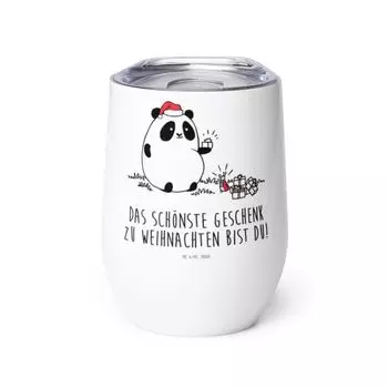 Кружка для вина Mr. & Mrs. Panda Рождественский подарок панды - белый - Кружка для глинтвейна, Кружка для вина в пути, Кружка для вина для путешествий, Кружка для питья, Кружка для глинтвейна, Бокал для вина