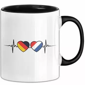 Кружка Германия Нидерланды Флаг Голландии Идея подарка Голландское сердцебиение (черное) Trendation, черный