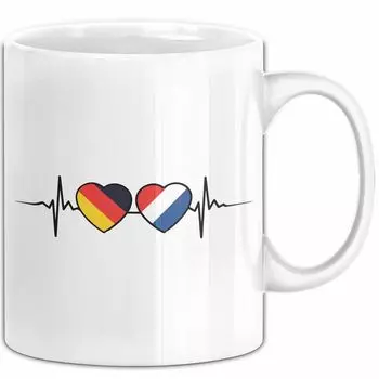 Кружка из Германии, Нидерландов, флага Голландии, идея подарка, голландское сердцебиение (белое) Trendation, белый