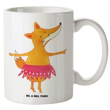 Кружка Mr. & Mrs. Panda XL Fox Ballerina — белый — подарок, балет, большая кружка, приглашение, выступление, большая, чайная чашка XL, можно мыть в посудомоечной машине, кружка для танцев, кружка XL