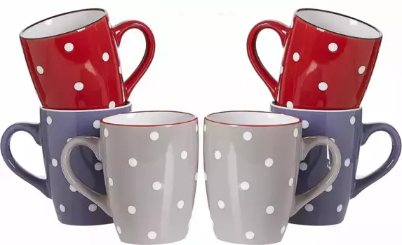 Кружка Ritzenhoff & Breker "DOTS", (набор, 6 шт.), 6 шт 9х11 см, красный/серый/фиолетовый