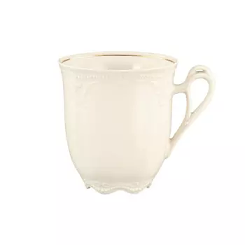 Кружка с рубиново-кремовой золотой оправой и ручкой 0,33 л Seltmann Weiden, бежевый/золотой