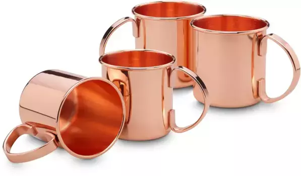 Кружки ECHTWERK (набор, 4 шт), медные кружки Moscow Mule, коктейльные бокалы, небьющиеся, 450 мл, 4 шт 13,7 см, медный