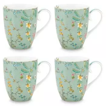 Кружки jolie flowers ii (набор из 4 шт.) Pip Studio, синий