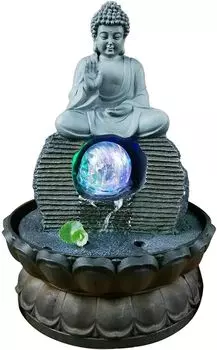 Крытый фонтан, копия Будды, водный пейзаж, светодиодный стол, весенний фонтан, водное сооружение, украшение для дома и офиса GreatDEshop2021, серый