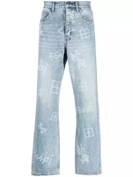 Ksubi прямые джинсы с графичным принтом, синий