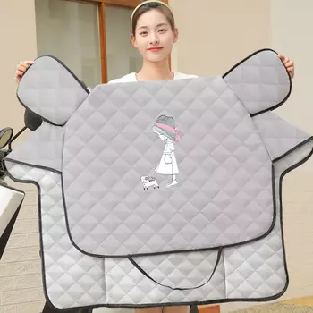 Куанг-Чи электромобиль лобовое стекло одеяло летний солнцезащитный крем тонкий аккумулятор мотоцикл ветрозащитный и водонепроницаемый трамвай летний весенний и осенний солнцезащитный козырек маленькая девочка серый большой узор Kuang-Chi