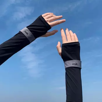 Kuang-Chi Ice Sleeves Мужские летние нарукавники Мужские рукава Солнцезащитные перчатки Летние вождения Ice Silk Мужские велосипедные рукава SAYA Purple Edge Black (подходят для тонких рук)