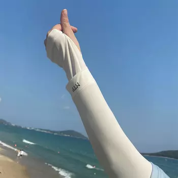 Kuang-Chi Ice Sleeves Мужские летние нарукавники Мужские рукава Солнцезащитные перчатки Летние вождения Ice Silk Мужские велосипедные рукава Белый палец Стиль