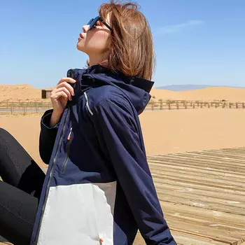 Kuang-Chi Комплект из двух предметов «три в одном» для спорта и активного отдыха в японском и корейском стиле. Осенне-зимний флис. Женская одежда для альпинизма. Водонепроницаемая ветрозащитная куртка. Утолщенный бархат. Темно-синий, размер M