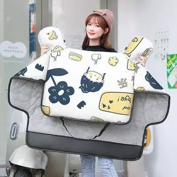 Kuang-Chi одеяло на лобовое стекло электромобиля зимнее плюс бархатное утолщение небольшой аккумулятор ветрозащитный чехол для электромобиля для женщин морозостойкое весенне-осеннее водонепроницаемое лобовое стекло черничный кролик (три слоя теп...