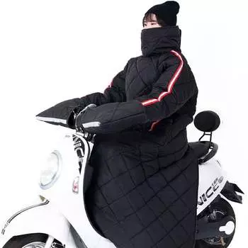 Kuang-Chi Одеяло на лобовое стекло для электрического мотоцикла Зимнее тепло плюс бархатная утолщенная ветрозащитная куртка на лобовом стекле Защитная куртка до колена - Хаки - Размер XL